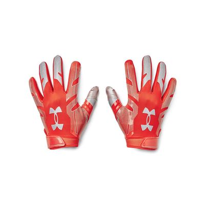Under Armour Men's F8 Football Gloves , (860) / Dark Orange / Metallic Silver , Large
