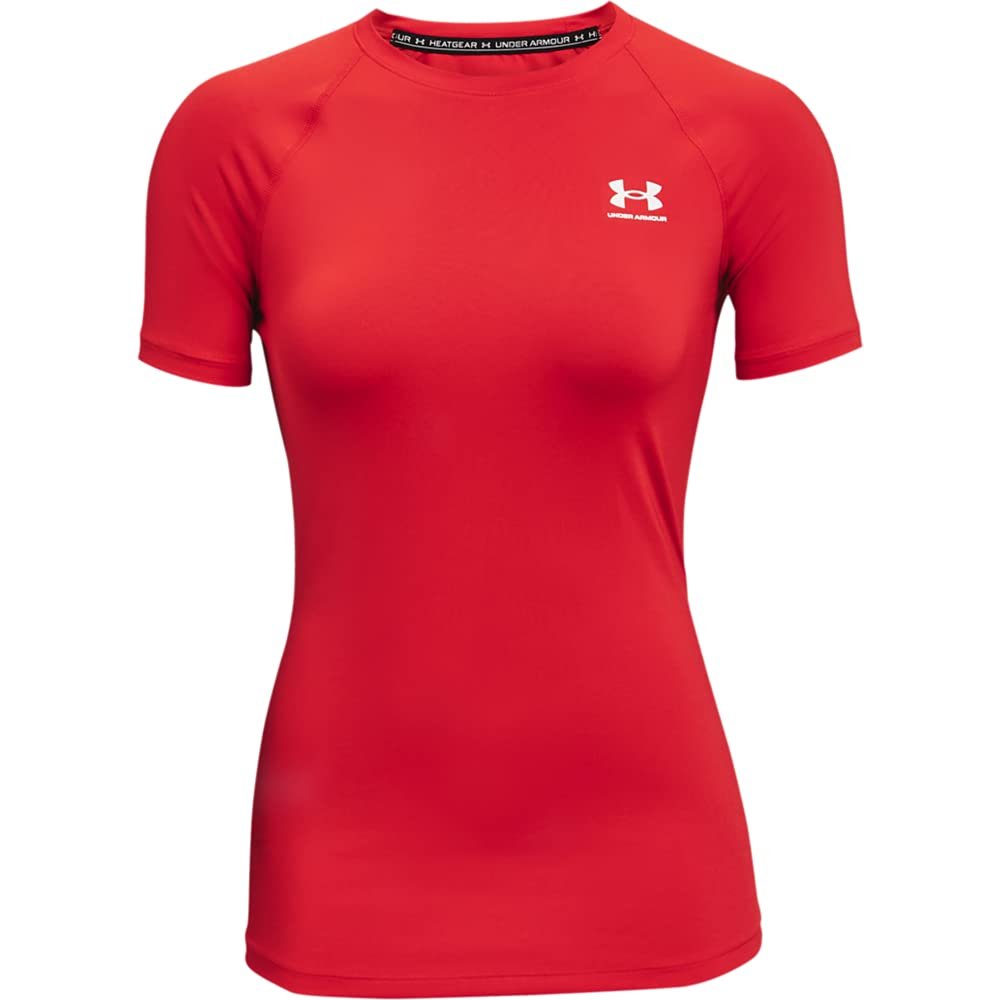 Under Armour Women's HeatGear Compression Short-Sleeve T-Shirt, Red (600)/White, XX-Large
