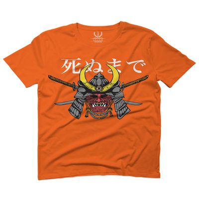 0322. Till Death Vintage Japan Japanesse Warrior Graphic Aesthetics Society for Men T Shirt (Orange 2X-Large)