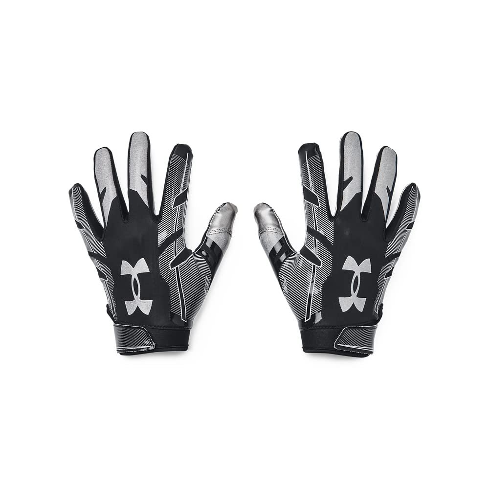 Under Armour Men's F8 Football Gloves , (001) / Black / Metallic Silver , XX-Large