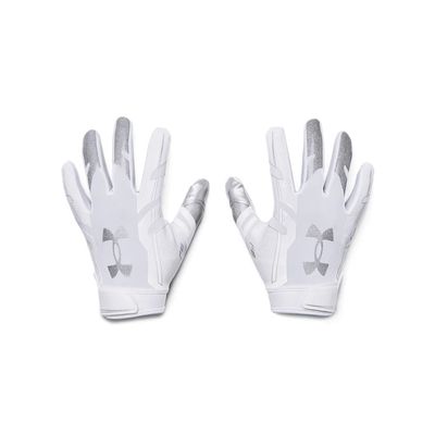 Under Armour Men's F8 Football Gloves , (100) / White / Metallic Silver , XX-Large