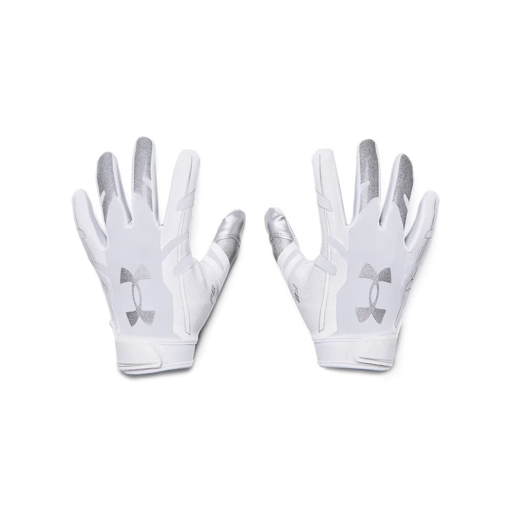 Under Armour Men's F8 Football Gloves , (100) / White / Metallic Silver , XX-Large
