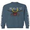 0322. Till Death Vintage Japan Japanesse Warrior Graphic Aesthetics Society Men's Crewneck Sweatshirt (Indigo Blue X-Large) view 1