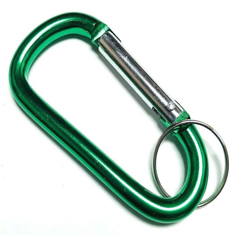 Gadgets Collection 3" Aluminum Carabiner D-Ring Keychain Key Ring Spring Loaded Key Chain Clip Snap Hook (Green, 100)