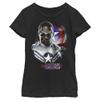 Fifth Sun Marvel Likeness The Falcon and The Winter Soldier Cap Pose Girl's Solid Crew Tee, Black, X-Large view 1