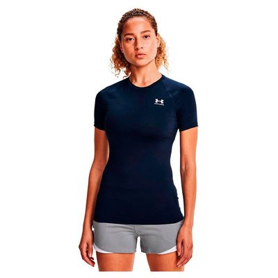 Under Armour Women's HeatGear Compression Short-Sleeve T-Shirt, Midnight Navy (410)/White, Medium