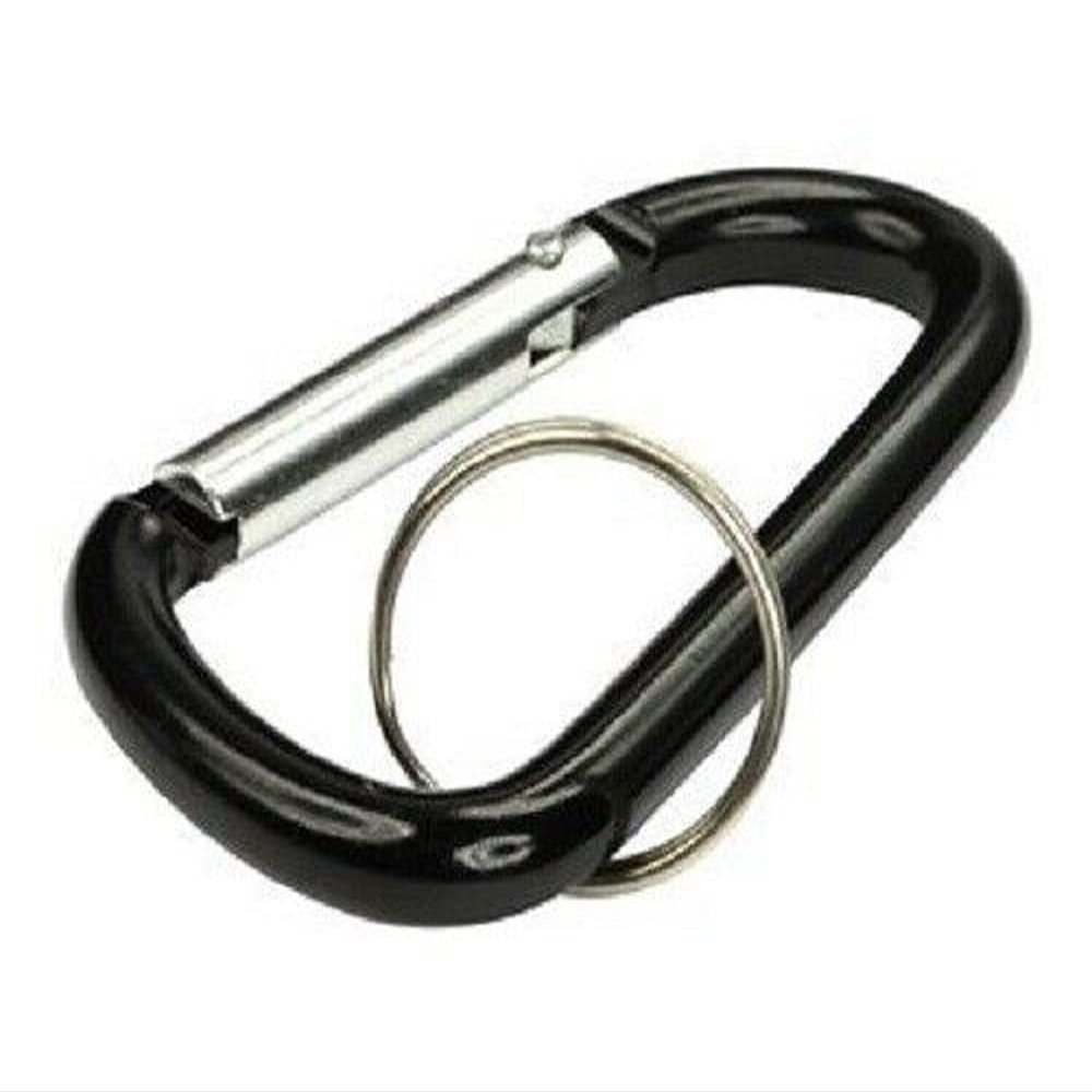 Gadgets Collection 3" Aluminum Carabiner D-Ring Keychain Key Ring Spring Loaded Key Chain Clip Snap Hook (Black, 100)