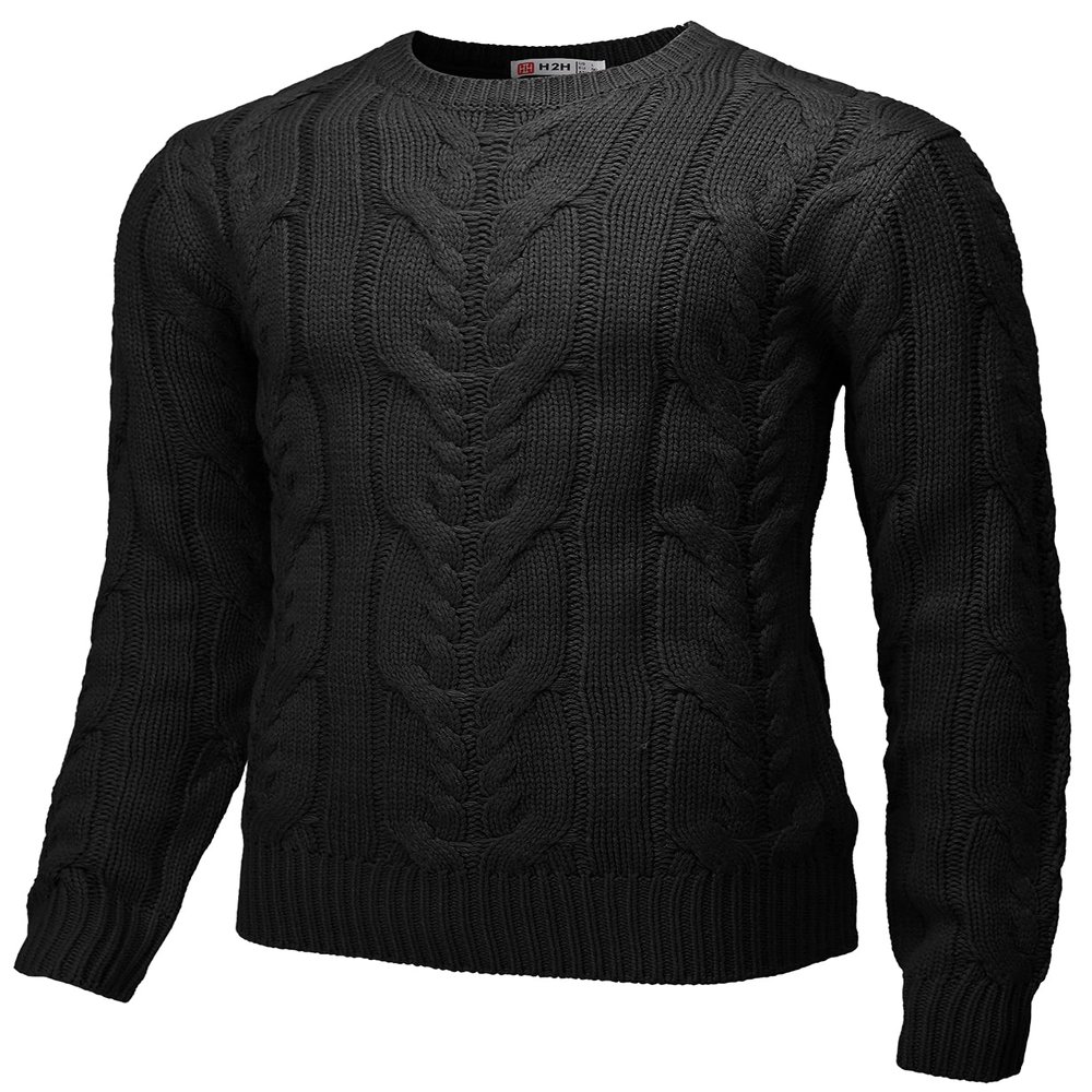 H2H Mens Casual Slim Fit Pullover Sweaters Knitted Long Sleeve Basic Designed Black US S/Asia M (CMOSWL078)