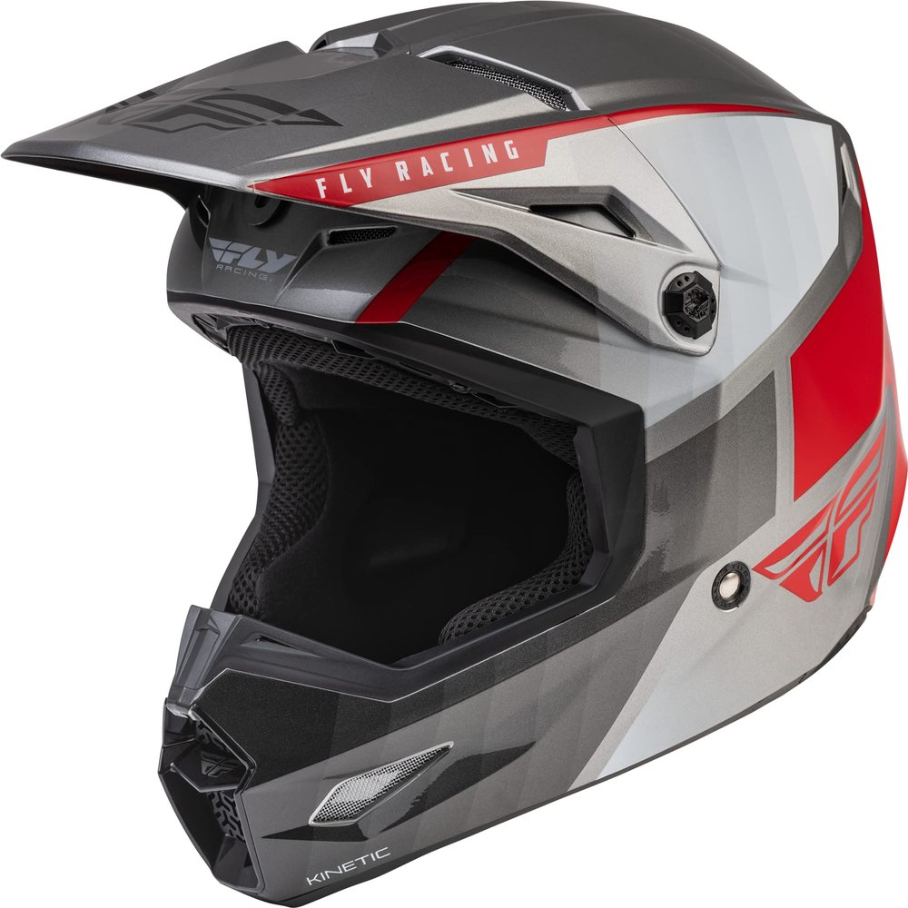 Youth Kinetic Drift Helmet Charcoal/LITE Grey/RED Youth Large
