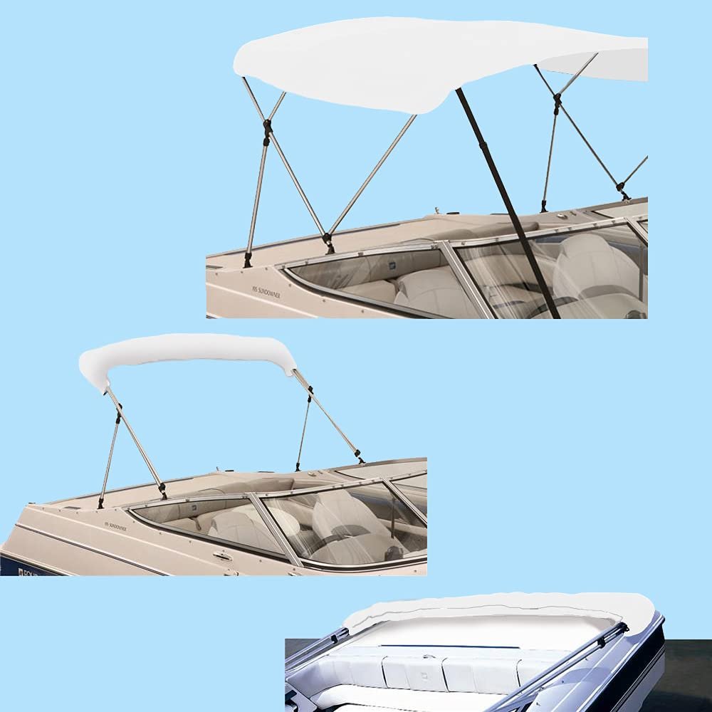 Savvycraft 4 Bow Bimini Replacement Top Canvas Cover 4 Bow 96" L 67"-72" W White Color