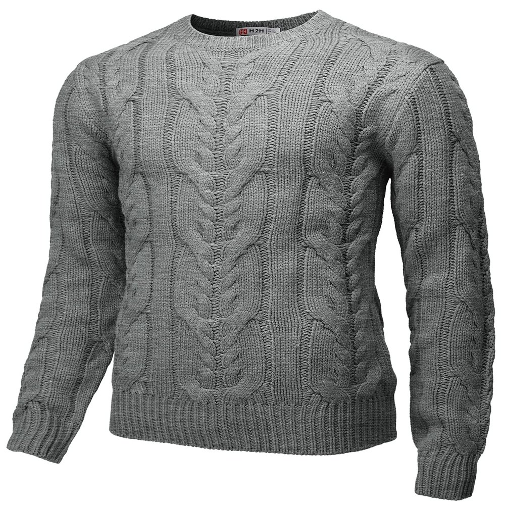 H2H Mens Casual Slim Fit Pullover Sweaters Knitted Long Sleeve Basic Designed Gray US XL/Asia 2XL (CMOSWL078)
