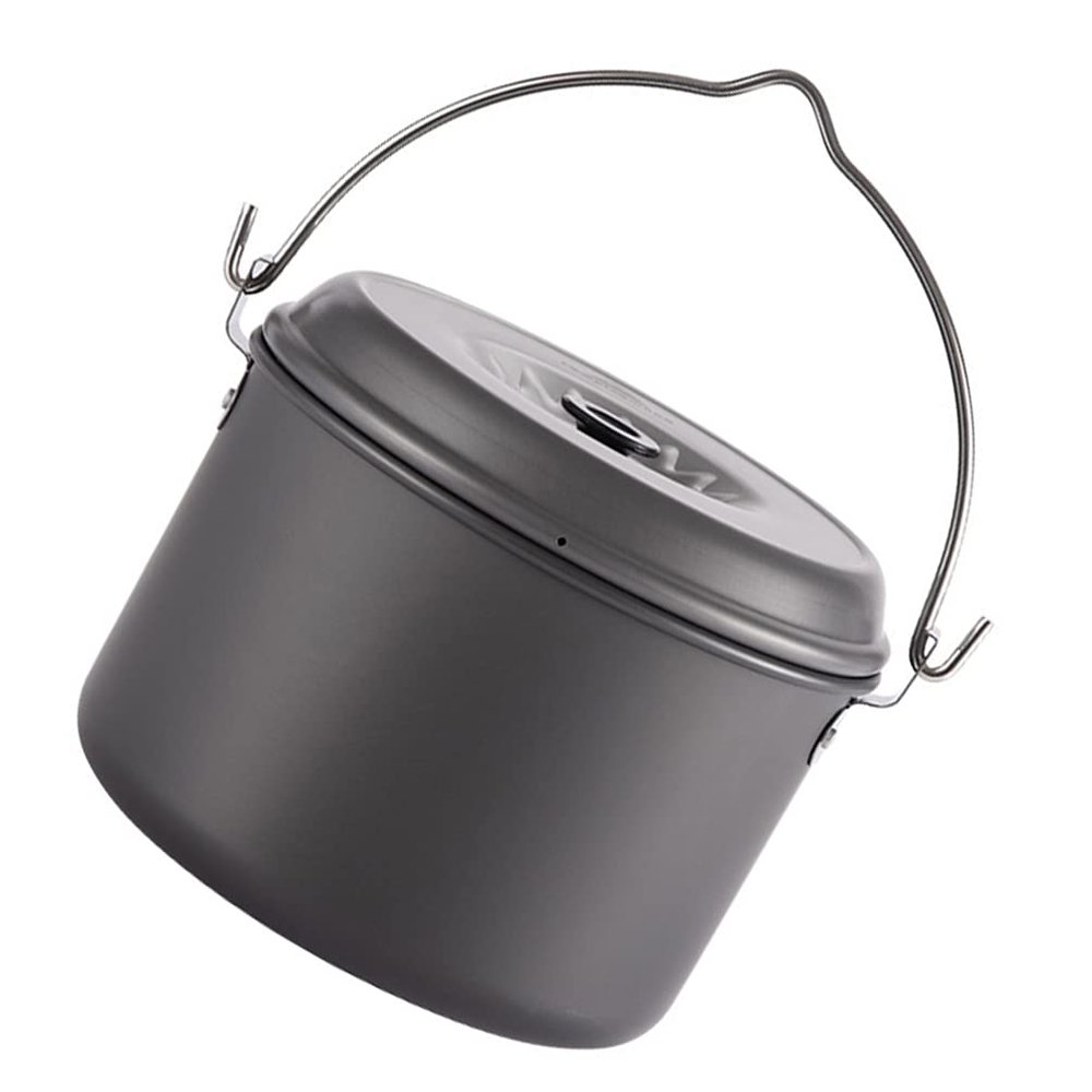 FAVOMOTO Camping Cookware Set 1pc Picnic Pot Aluminum Oxide Cooking Pot Folding Handle Backpacking Gear