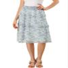 Allegra K Women's Floral Skirts Spring Smocked Elastic Waist A-Line Below Knee Length Ruffle Tiered Skirt X-Large Blue Purple view 1