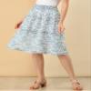 Allegra K Women's Floral Skirts Spring Smocked Elastic Waist A-Line Below Knee Length Ruffle Tiered Skirt X-Large Blue Purple view 2