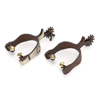 EVTSCAN Low Carbon Steel Horse Spurs, Elegant Appearance Hand Sculpture Cowboy Spurs, Cowboy Horse Boot Equestrian Competition