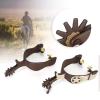EVTSCAN Low Carbon Steel Horse Spurs, Elegant Appearance Hand Sculpture Cowboy Spurs, Cowboy Horse Boot Equestrian Competition view 4
