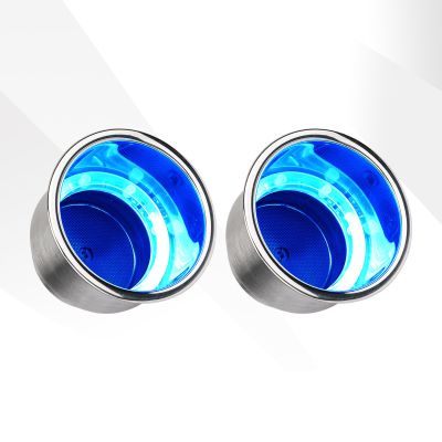 2Pcs Boat Cup Holder, Stainless Steel Blue LED Cup Drink Holders Inserted, 12V Waterproof Yeti Cup Holders for Marine Boat RV Camper Seats