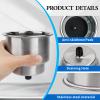 2Pcs Boat Cup Holder, Stainless Steel Blue LED Cup Drink Holders Inserted, 12V Waterproof Yeti Cup Holders for Marine Boat RV Camper Seats view 3