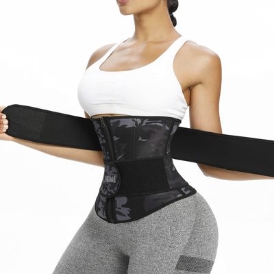 ANGOOL Neopren Waist Trainer For Women,Workout Plus Size Trimmer Belt Sauna Sweat Corset Cincher With Zipper L Camo