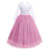 Flower Girl Dress Peony Eyelash Lace V Back A-Line Straight Tutu Tulle Party Pageant Dress Kids Wedding Bridesmaid Princess Long Sleeve First Communion Birthday Prom Formal Ball Gown V back~Pink 11-12 view 3
