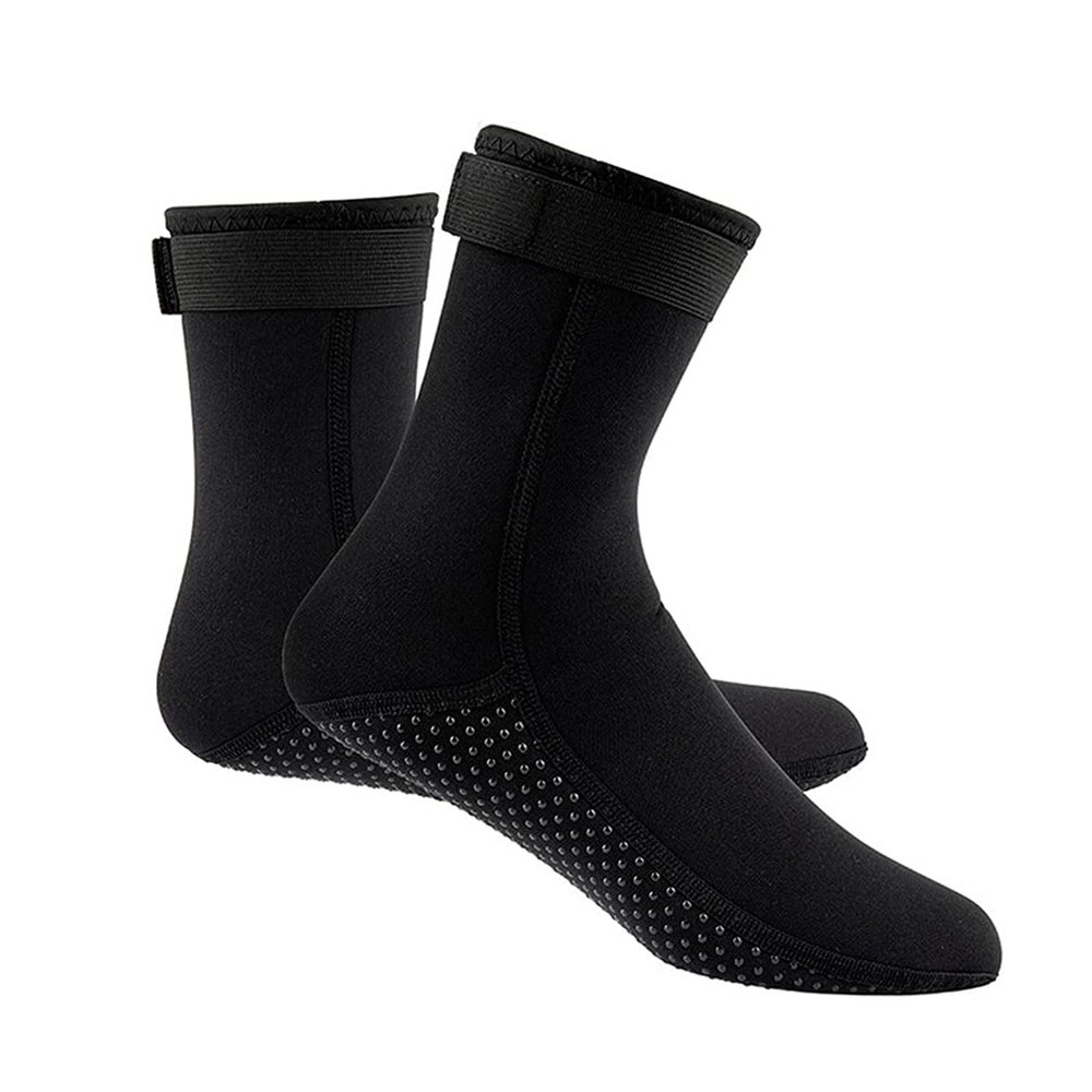 N\U Diving Socks 3mm Neoprene Beach Water Socks, Surfing Thermal Flexible Kayaking Anti Slip Wetsuit Boots for Rafting Snorkeling Swim Sailing for Youth Men Women(2 Pairs) (Black, S)