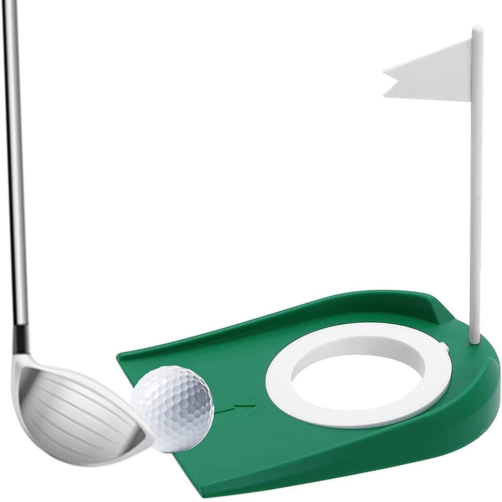 Estink Plastic Putting Cup, Practice Training Aids with Adjustable Hole White Flag Putter Green Regulation Cup