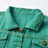Yiqinyuan Fashion Kids Girls Casual Breaken Denim Jacket Children Boys Trench Coat Toddler Holes Outerwear Cowboy Green 18M view 3