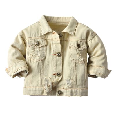 Yiqinyuan Fashion Kids Girls Casual Breaken Denim Jacket Children Boys Trench Coat Toddler Holes Outerwear Cowboy Beige 3M