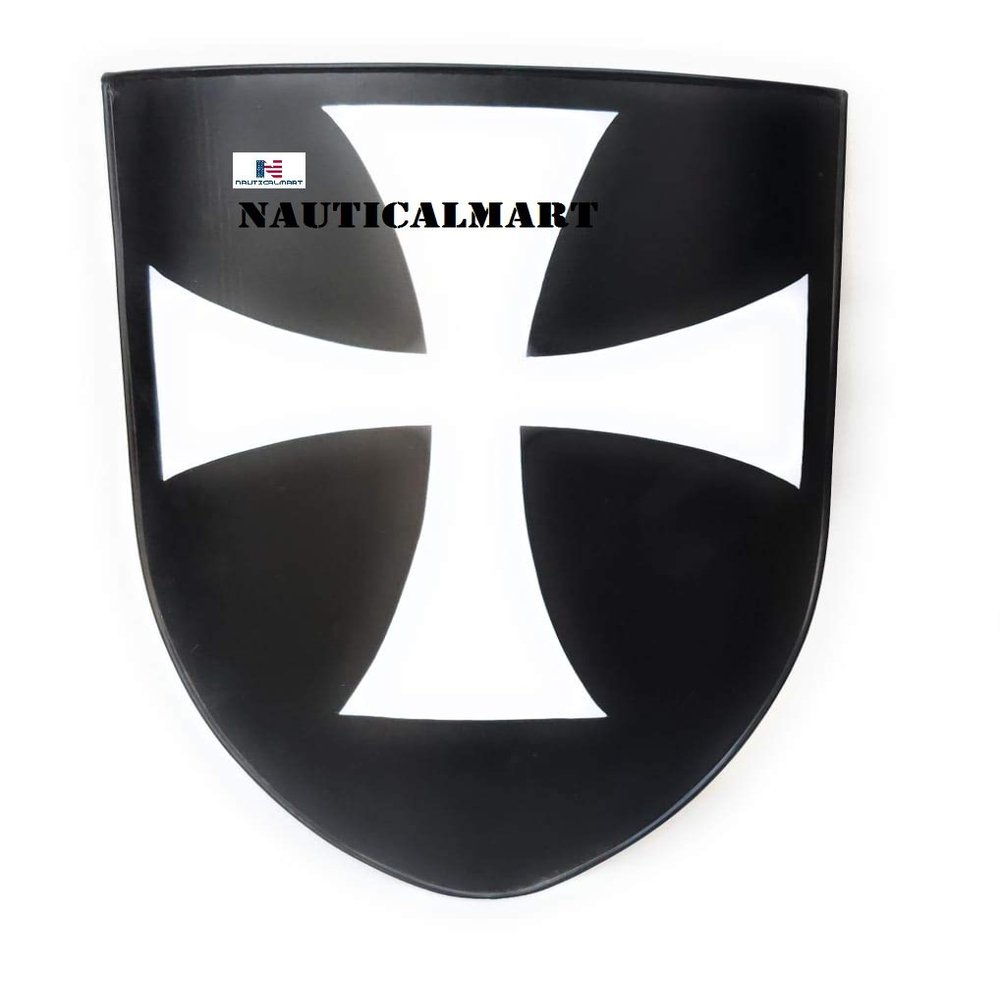 Nautical-Mart Hospitaller Medieval Shield - 16 Gauge Steel Battle Ready - White (24 inch inch), L