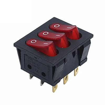 10pcs On-Off KCD3 9Pin Red 15A 250V 20A 125V AC Light Boat Car Rocker Switch KCD3-303 KCD3 Triple Light Switch Button