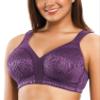 ZeroBound Women's Minimizer Bras Comfort Cushion Strap Wirefree Full Coverage Large Bust Non-Padded Bra(Purple,46B) view 2