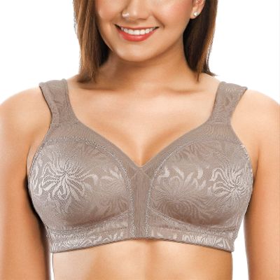 ZeroBound Women's Minimizer Bras Comfort Cushion Strap Wirefree Full Coverage Large Bust Non-Padded Bra(Toffee,38D)