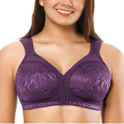ZeroBound Women's Minimizer Bras Comfort Cushion Strap Wirefree Full Coverage Large Bust Non-Padded Bra(Purple,42H)