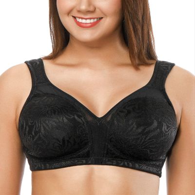 ZeroBound Women's Minimizer Bras Comfort Cushion Strap Wirefree Full Coverage Large Bust Non-Padded Bra(Black,36G)