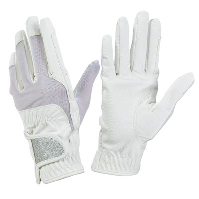 Grip Glitter Riding Gloves - White by Ovation