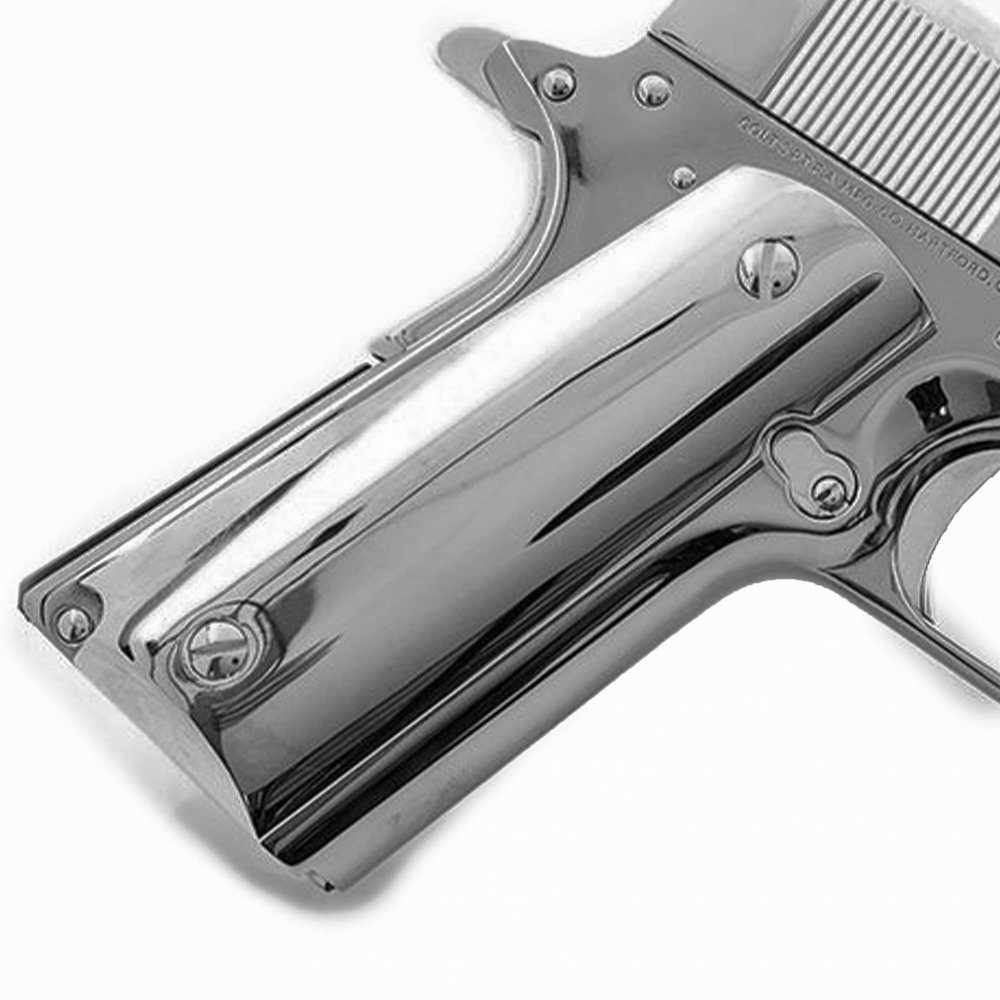 Grips America Luxury 1911 Metal Grips, Gun Grips Screws Included,1911 Full Size (GovernmentCommander), Smooth Nickel Plated Grips, Ambi Safety Cut, Black