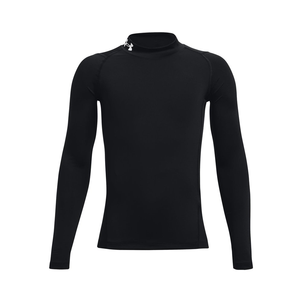 Under Armour Boys HeatGear Armour Mock Long Sleeve, Black (001)/White, Medium