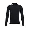 Under Armour Boys HeatGear Armour Mock Long Sleeve, Black (001)/White, Medium view 1