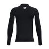 Under Armour Boys HeatGear Armour Mock Long Sleeve, Black (001)/White, Medium view 3