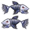 2Pcs Fish Skeleton Decals, 12" x 6" Waterproof Vinyl Fish Bone Sticker for Kayak, Fishing Boat, Car, Truck, Canoe, Pontoon view 1