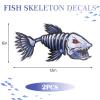 2Pcs Fish Skeleton Decals, 12" x 6" Waterproof Vinyl Fish Bone Sticker for Kayak, Fishing Boat, Car, Truck, Canoe, Pontoon view 2
