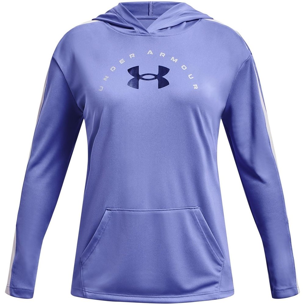 Under Armour Girls' Tech Graphic Long-Sleeve Hoodie, Utility Blue (496)/Electro Pink, Youth X-Small