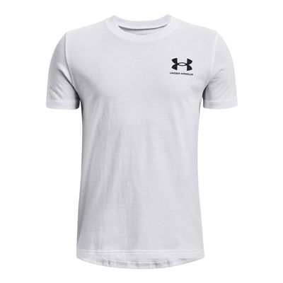 Under Armour Boys' Sportstyle Left Chest Short-Sleeve T-Shirt, White (100)/Black, Youth Small