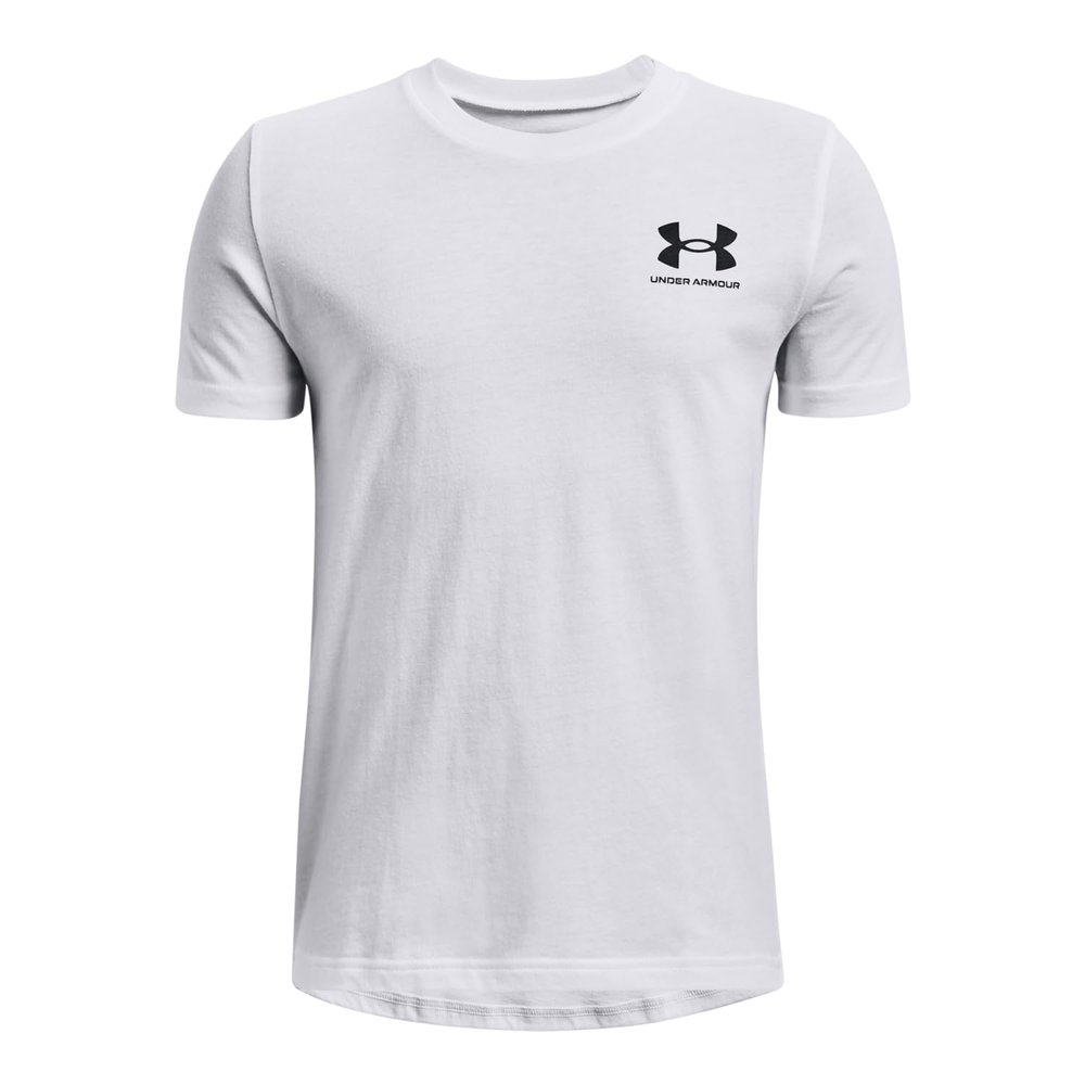 Under Armour Boys' Sportstyle Left Chest Short-Sleeve T-Shirt, White (100)/Black, Youth Small