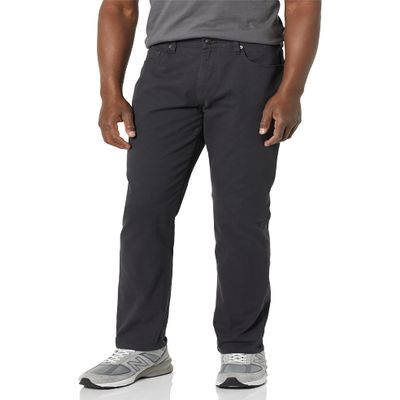 Amazon Essentials Men's Pants, Athletic-Fit, 5-Pocket Stretch, Twill Work, Big & Tall, Washed Black, 42W x 32L
