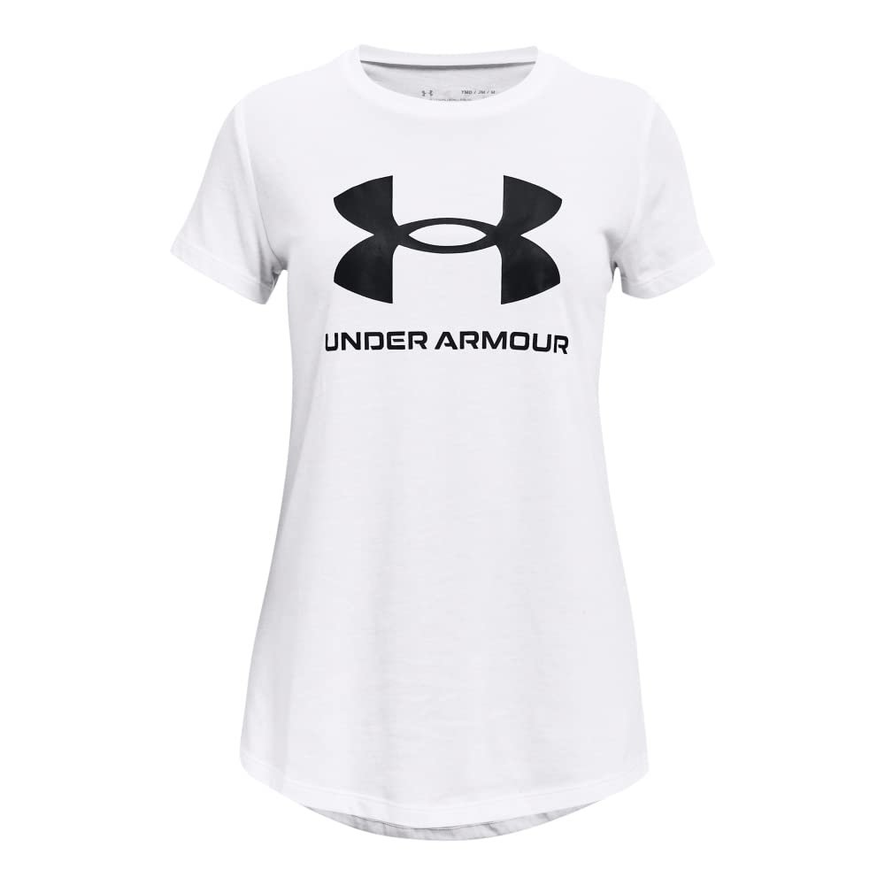 Under Armour Girls' Live Sportstyle Graphic Short-Sleeve T-Shirt, (100) White / / Black, Youth Medium