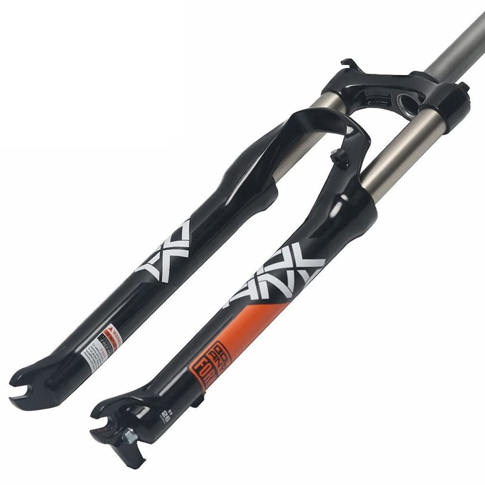 Jejy Aluminum Alloy 26/27.5/29 Inch Mountain Bicycle Suspension Mechanical Fork Shoulder Control Spring Forks Travel 105mm Straight Tube QR 9mm Front Forks Outdoor MTB Accessories
