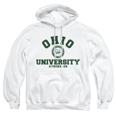 Ohio University Official Circle Logo Unisex Adult Pull-Over Hoodie,White, Small