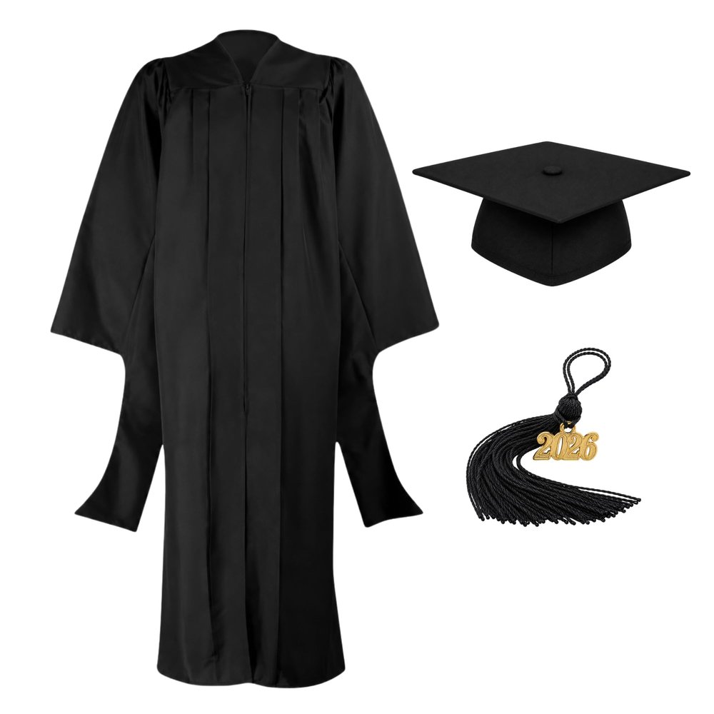 Cappe Diem Master Cap and Gown 2026 Official Master's Degree Regalia, Matte Black, 2026 Year Charm Tassel Included (57" (height 6'0"-6'2") 3 DAY EXPRESS)
