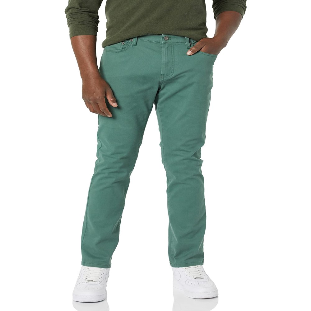 Amazon Essentials Men's 5-Pocket Stretch Twill Casual Pants, Green, 28W x 29L